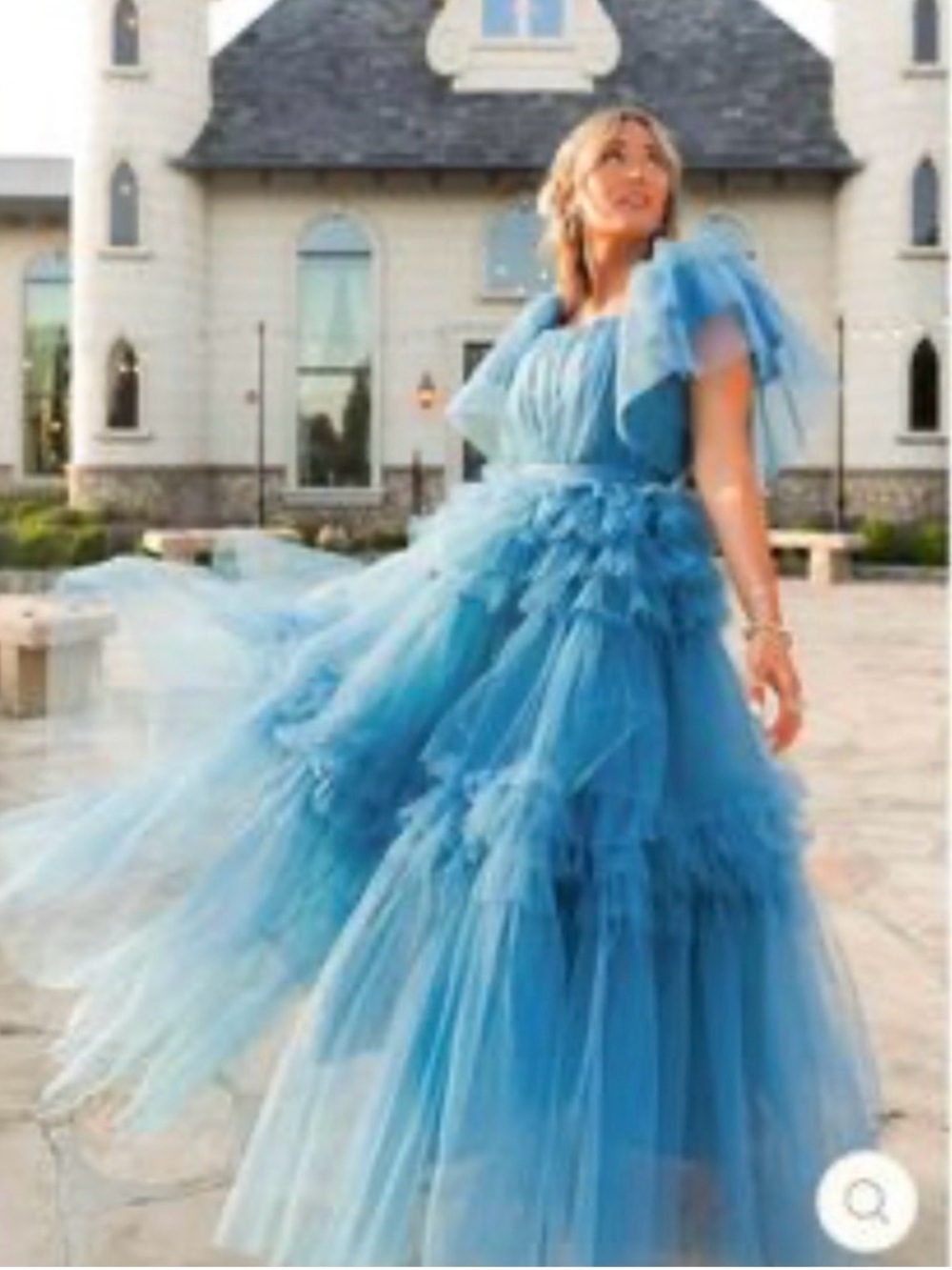 Ivy City Fairytale Elegant Blue Tiered Tulle Princess Maxi Dress - Picture 2 of 9
